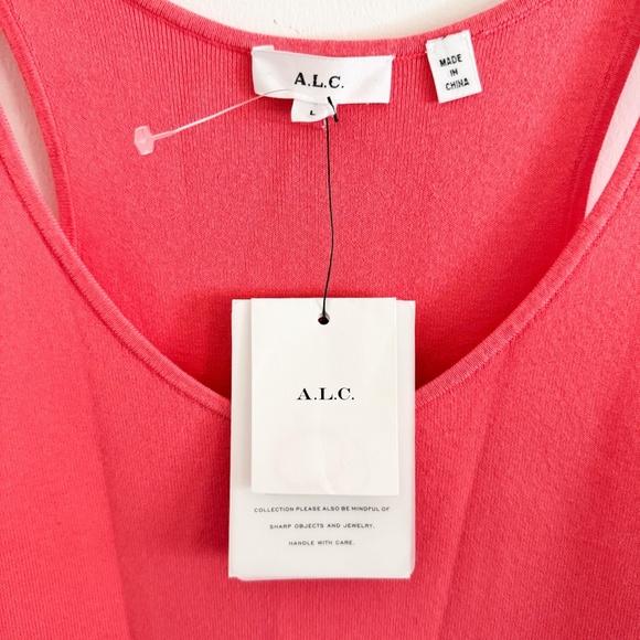 NWT A.L.C. Pink Knit Chase Sleeveless Midi Dress L - Picture 5 of 7